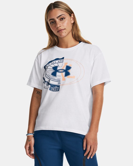 Camiseta de manga corta gruesa UA Make All para mujer, White, pdpMainDesktop image number 0